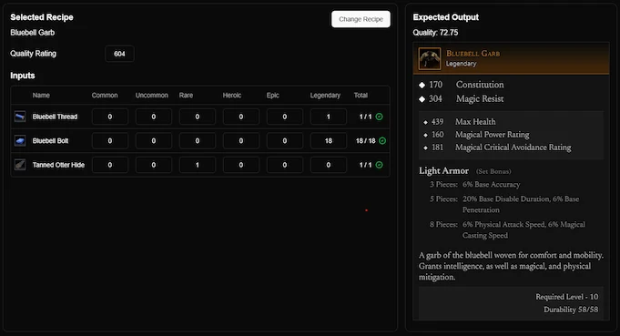 Crafting Calculator